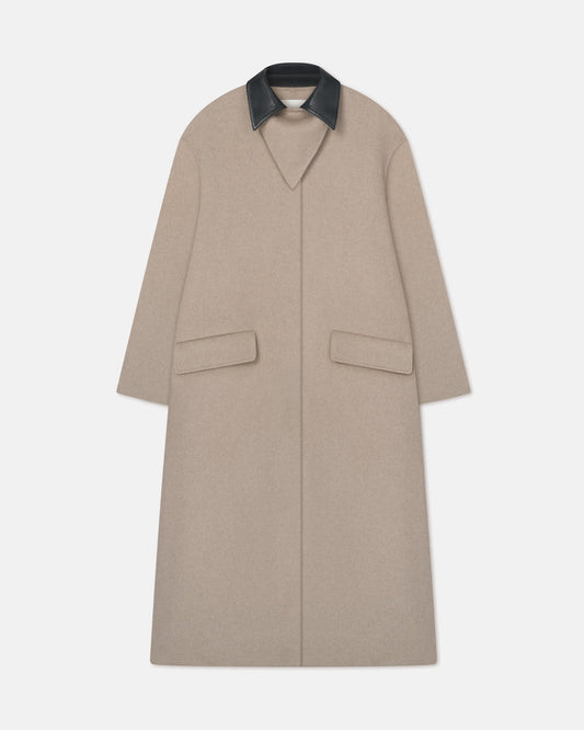 Rowina Regenerated leather coat - Stone/Black | Nanushka
