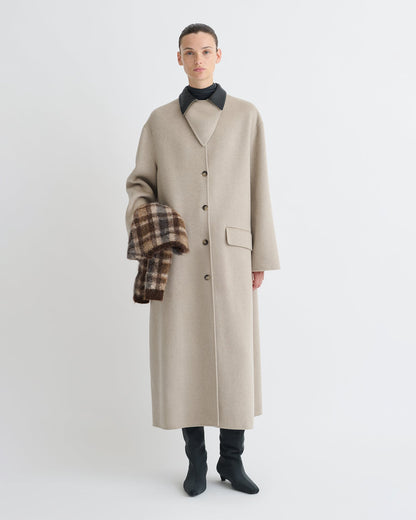 Rowina Regenerated leather coat - Stone/Black | Nanushka