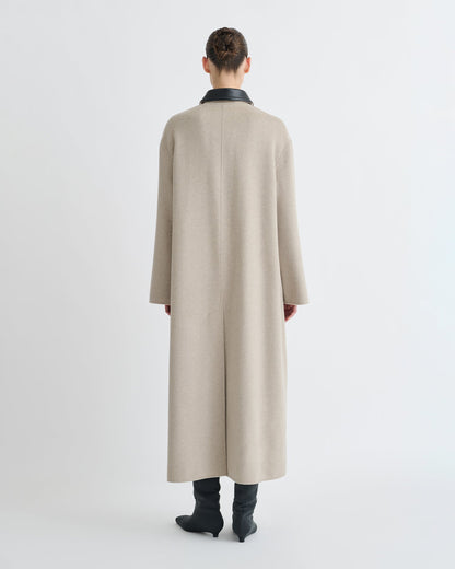 Rowina Regenerated leather coat - Stone/Black | Nanushka