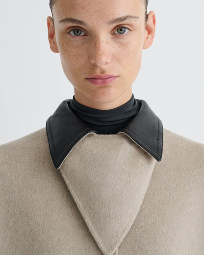 Rowina Regenerated leather coat - Stone/Black | Nanushka