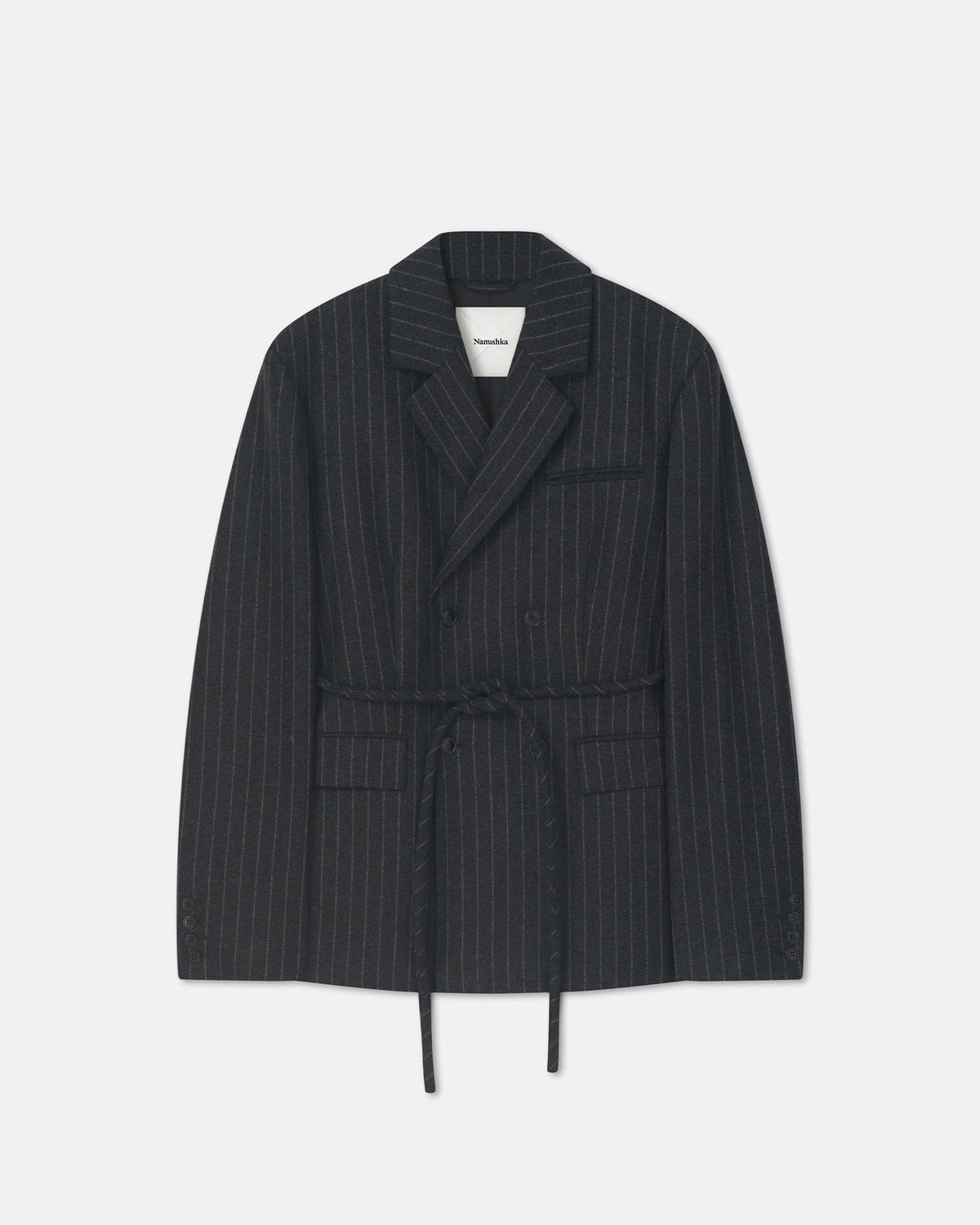 Osono Pinstripe wool blazer - Black/Grey | Nanushka