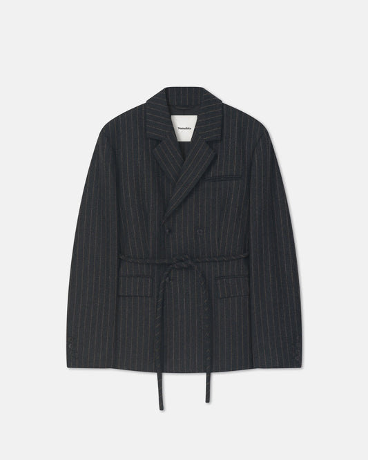 Osono Pinstripe wool blazer - Black/Grey | Nanushka