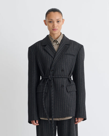 Osono Pinstripe wool blazer - Black/Grey | Nanushka