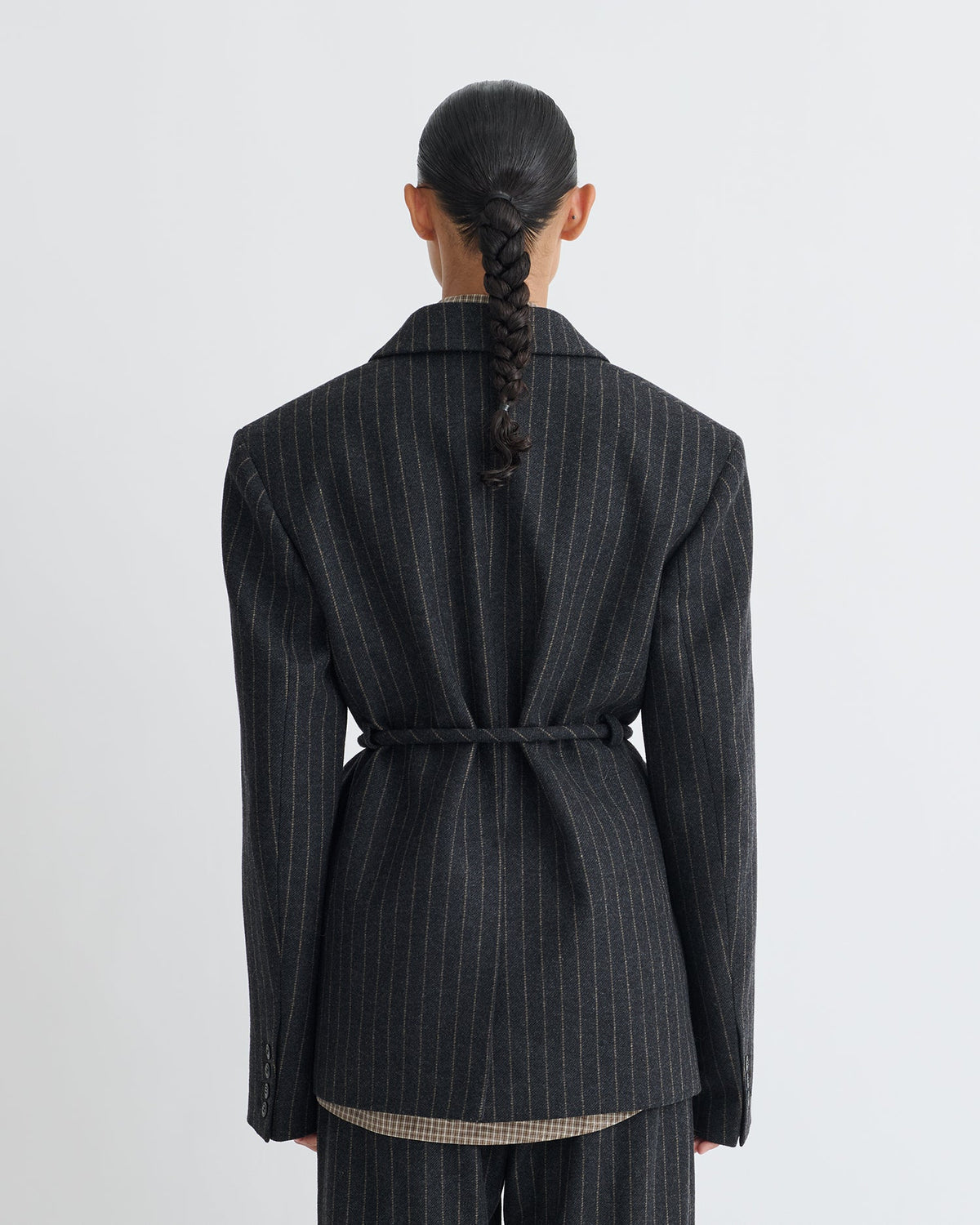 Osono Pinstripe wool blazer - Black/Grey | Nanushka
