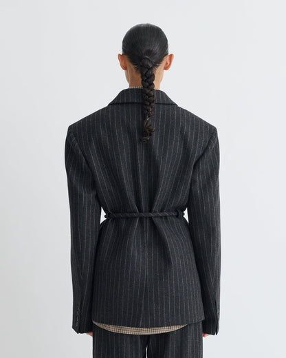 Osono Pinstripe wool blazer - Black/Grey | Nanushka