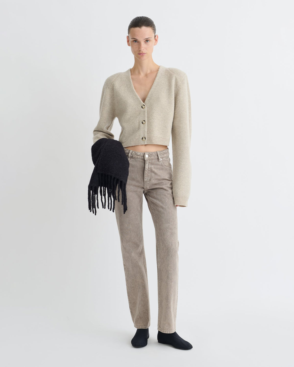 Raddix Overwashed Merino Cardigan - Oatmeal | Nanushka