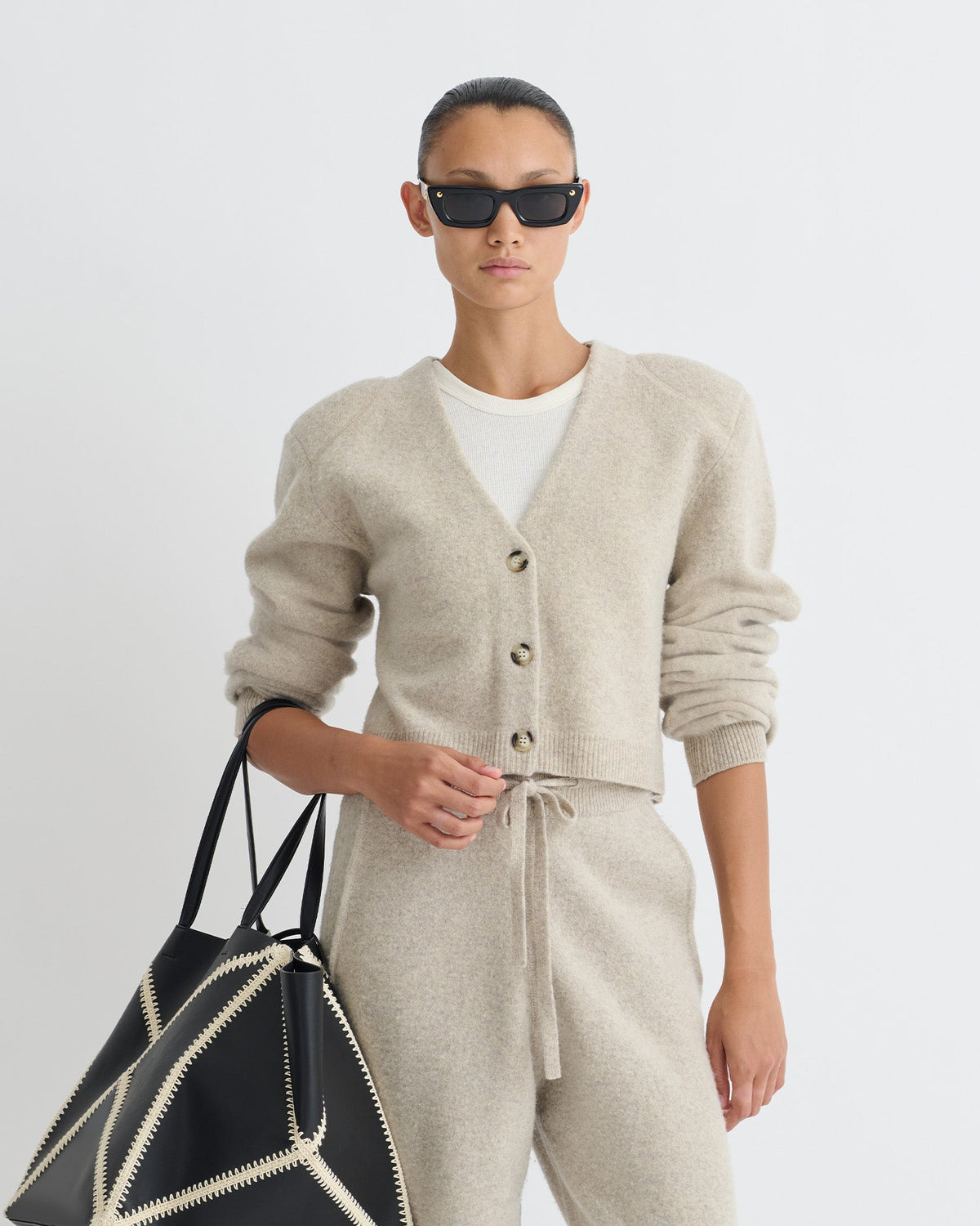 Raddix Overwashed Merino Cardigan - Oatmeal | Nanushka