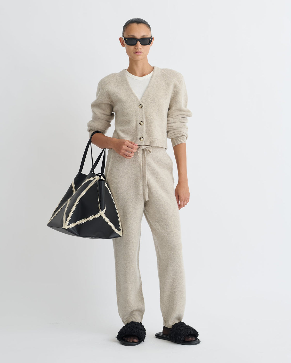 Raddix Overwashed Merino Cardigan - Oatmeal | Nanushka