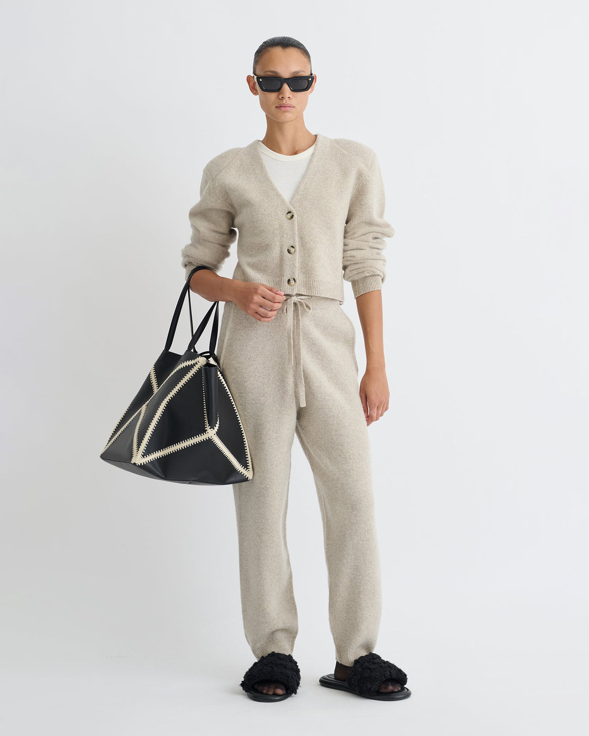 Teclah Overwashed Merino Pants - Oatmeal | Nanushka