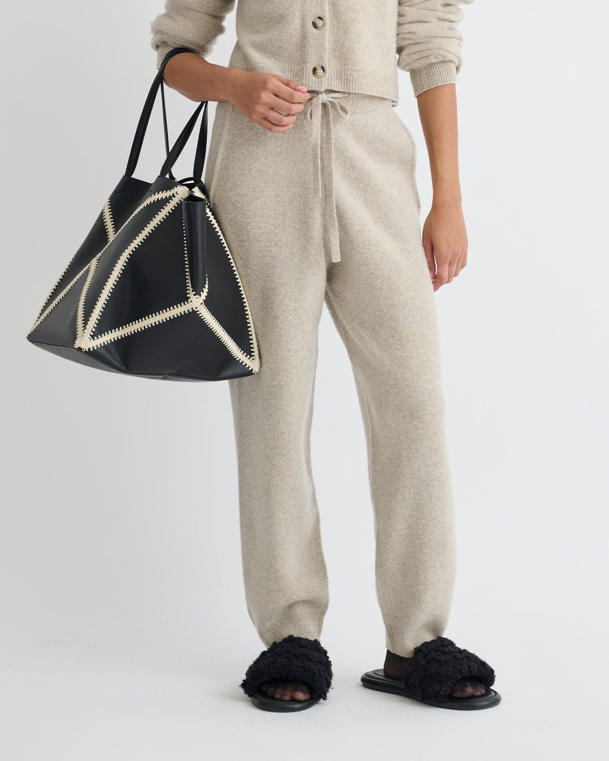 Teclah Overwashed Merino Pants - Oatmeal | Nanushka
