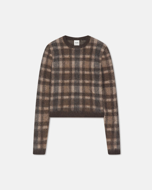 Farica Brushed Alpaca Sweater - Brown/Creme Check | Nanushka