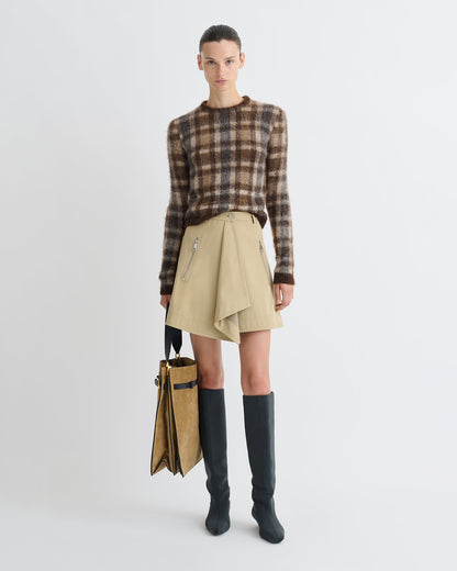 Farica Brushed Alpaca Sweater - Brown/Creme Check | Nanushka