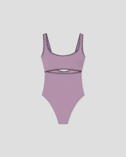 Sorena Recycled nylon swimsuit - Lilac/Black | Nanushka