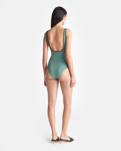 Sorena Swimsuit - Sea Green/Black | Nanushka