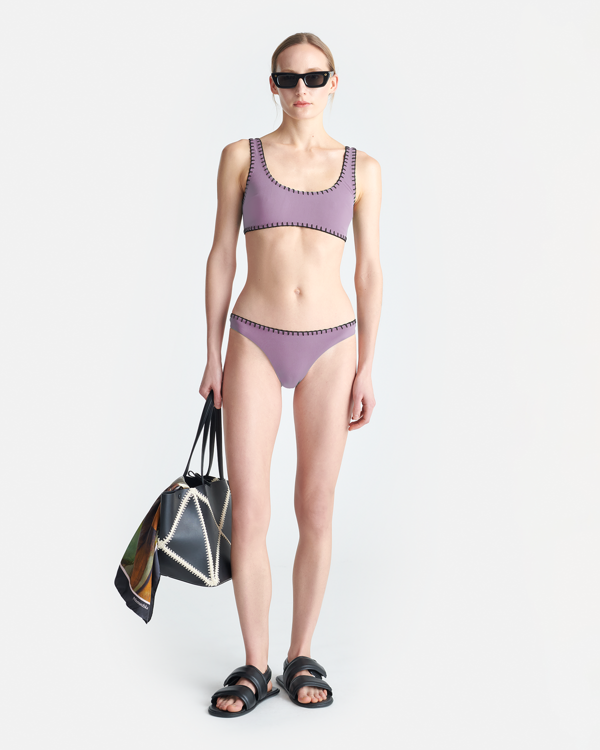 Merve Recycled nylon bikini bottoms - Lilac/Black | Nanushka