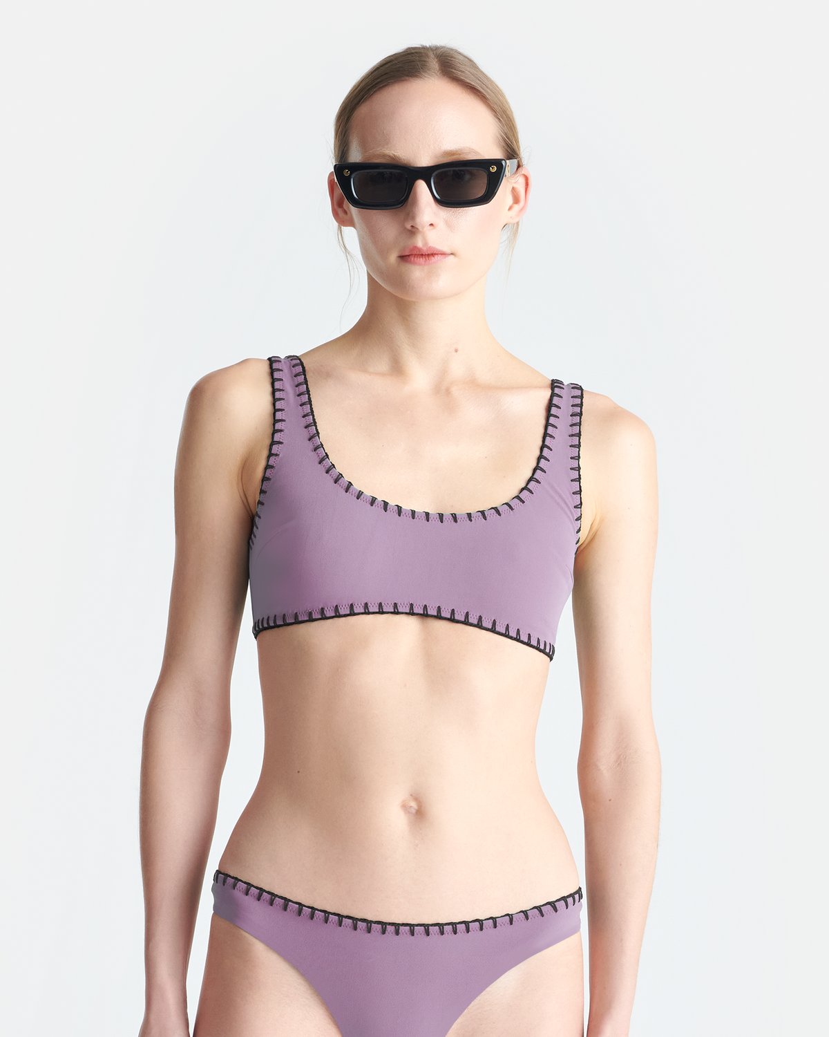 Malti Recycled nylon bikini top - Lilac/Black | Nanushka