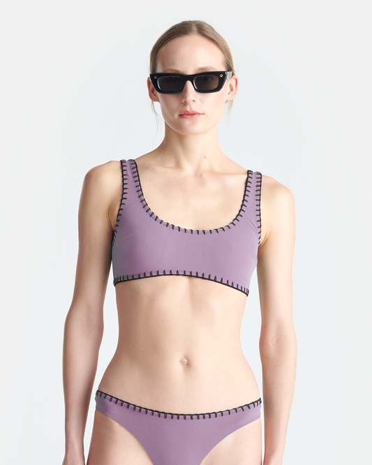 Malti Recycled nylon bikini top - Lilac/Black | Nanushka