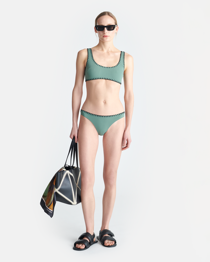 Merve Crochet bikini bottom - Sea Green/Black | Nanushka