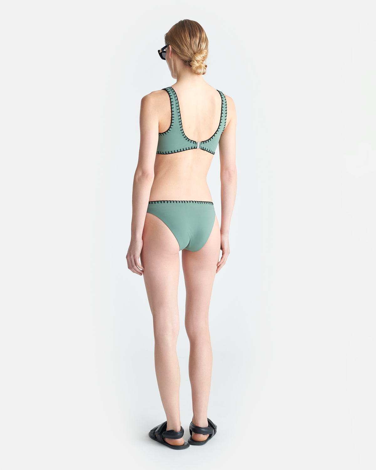 Merve Crochet bikini bottom - Sea Green/Black | Nanushka