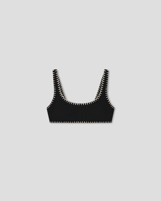 Malti Recycled nylon bikini top - Black/Creme | Nanushka