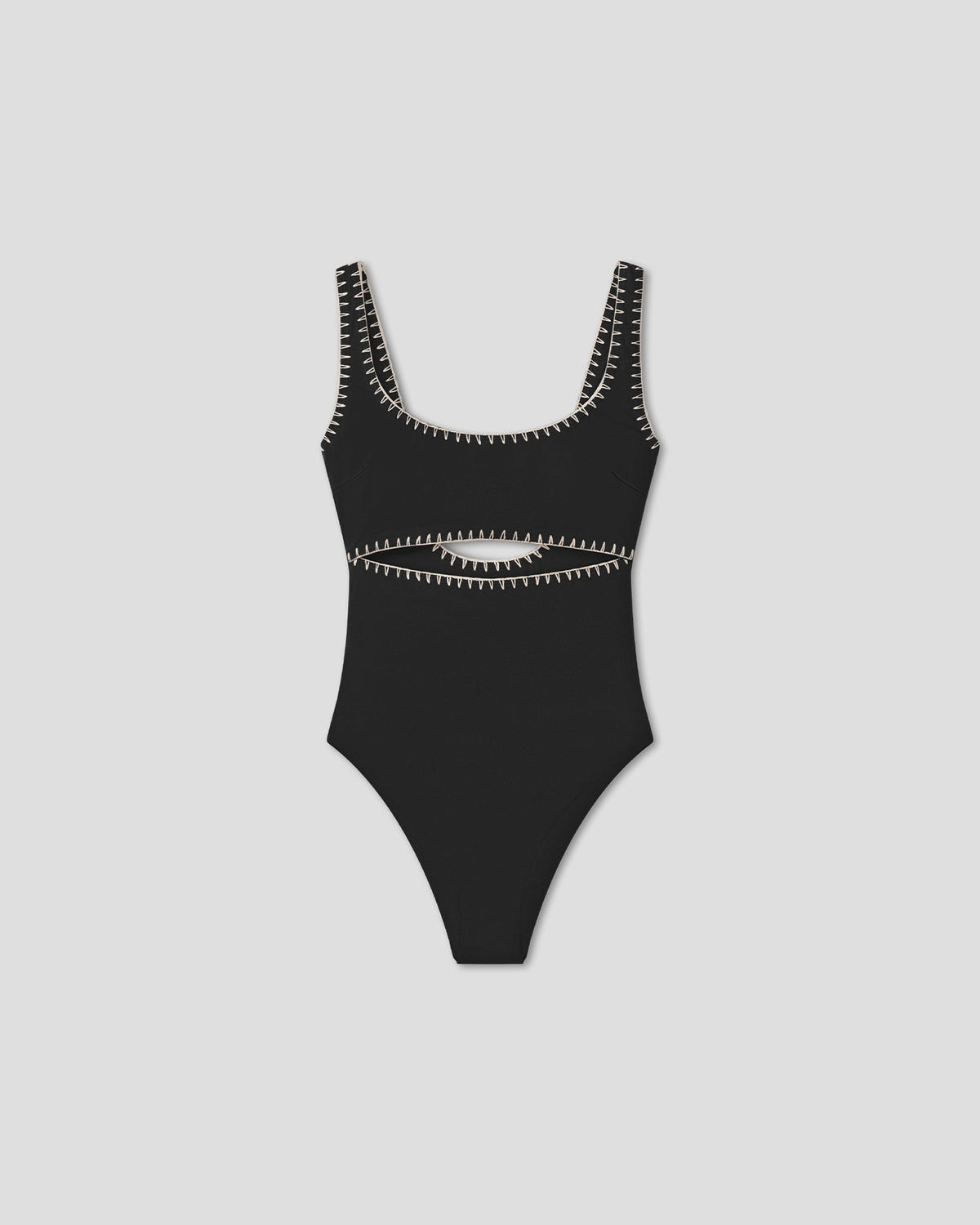 Sorena Recycled nylon swimsuit - Black/Creme | Nanushka