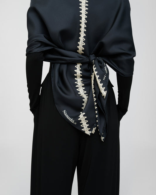 Miani Silk scarf - Origami Black | Nanushka