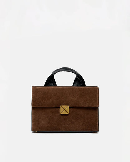 Sandi Lock Suede bag - Dark Brown | Nanushka
