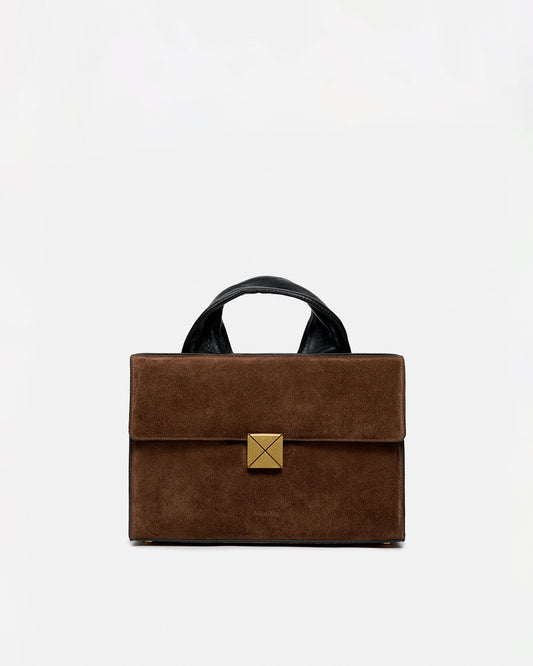 Sandi Lock Suede bag - Dark Brown | Nanushka