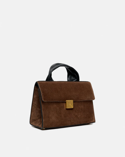 Sandi Lock Suede bag - Dark Brown | Nanushka