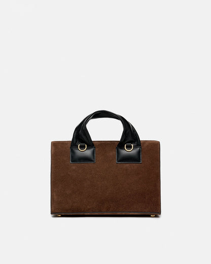 Sandi Lock Suede bag - Dark Brown | Nanushka