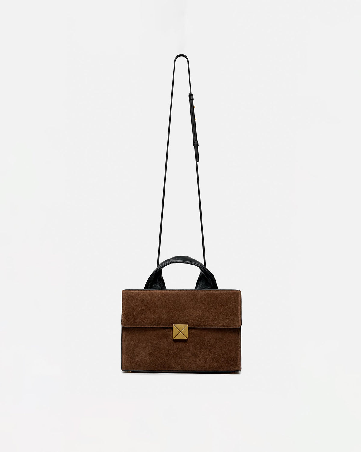 Sandi Lock Suede bag - Dark Brown | Nanushka