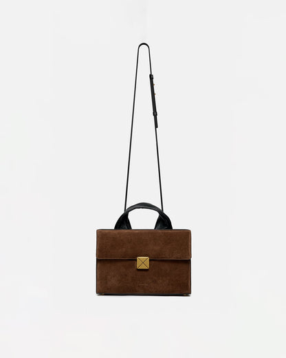 Sandi Lock Suede bag - Dark Brown | Nanushka