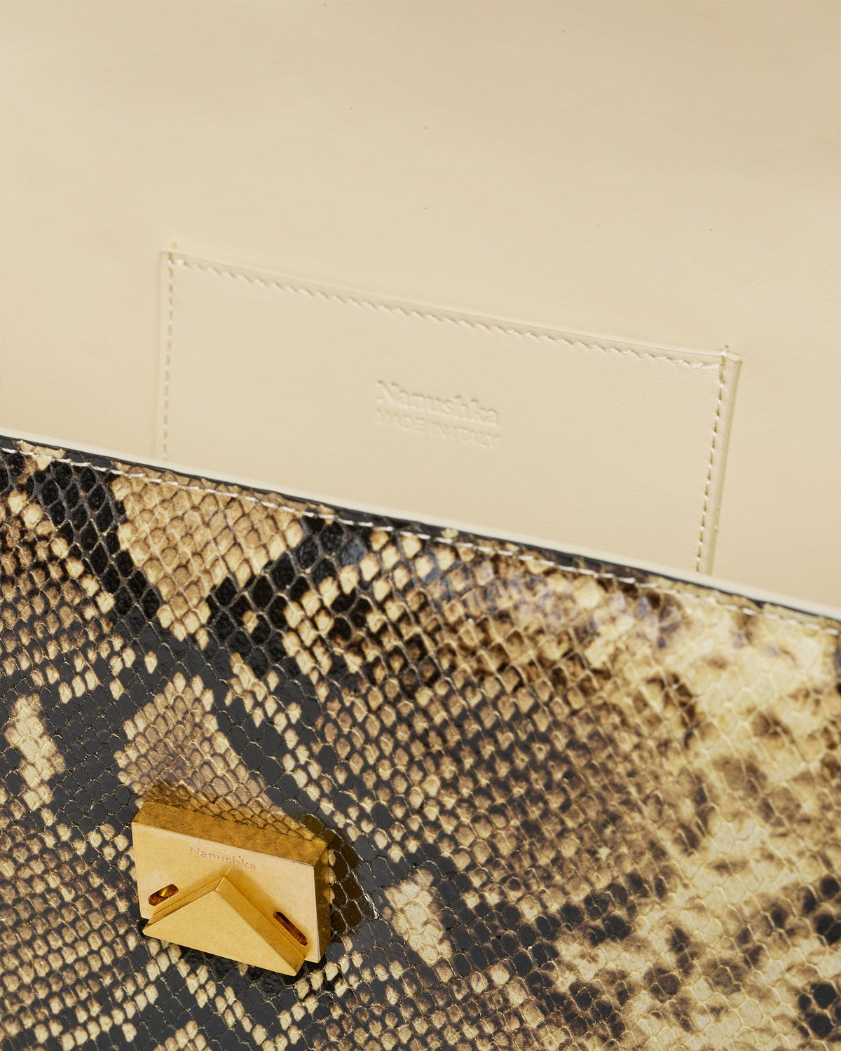 Sandi Lock Embossed leather bag - Snake | Nanushka