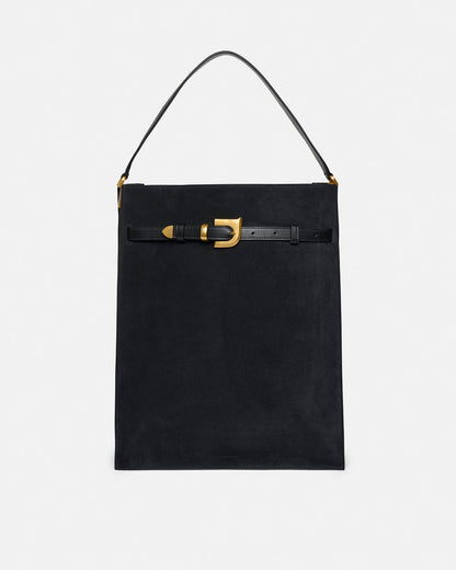 Harmonica Maxi Suede bag - Black | Nanushka