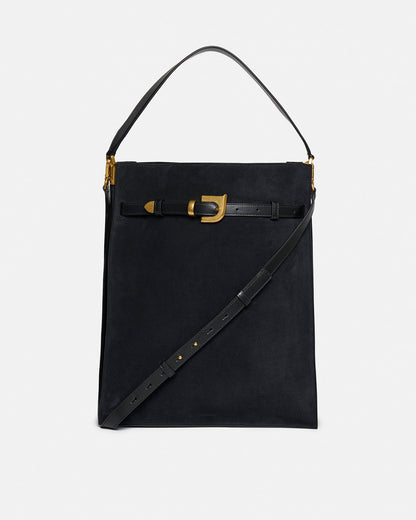 Harmonica Maxi Suede bag - Black | Nanushka