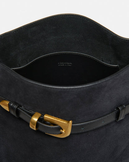 Harmonica Maxi Suede bag - Black | Nanushka