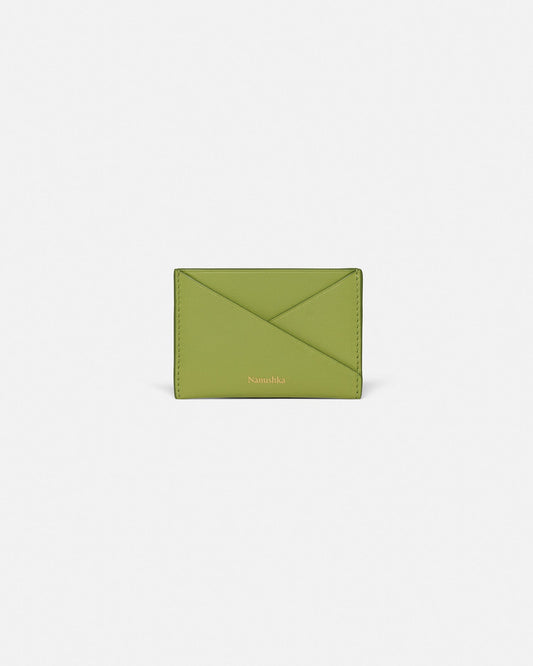 Origami Leather cardholder - Lime/Moonbeam | Nanushka