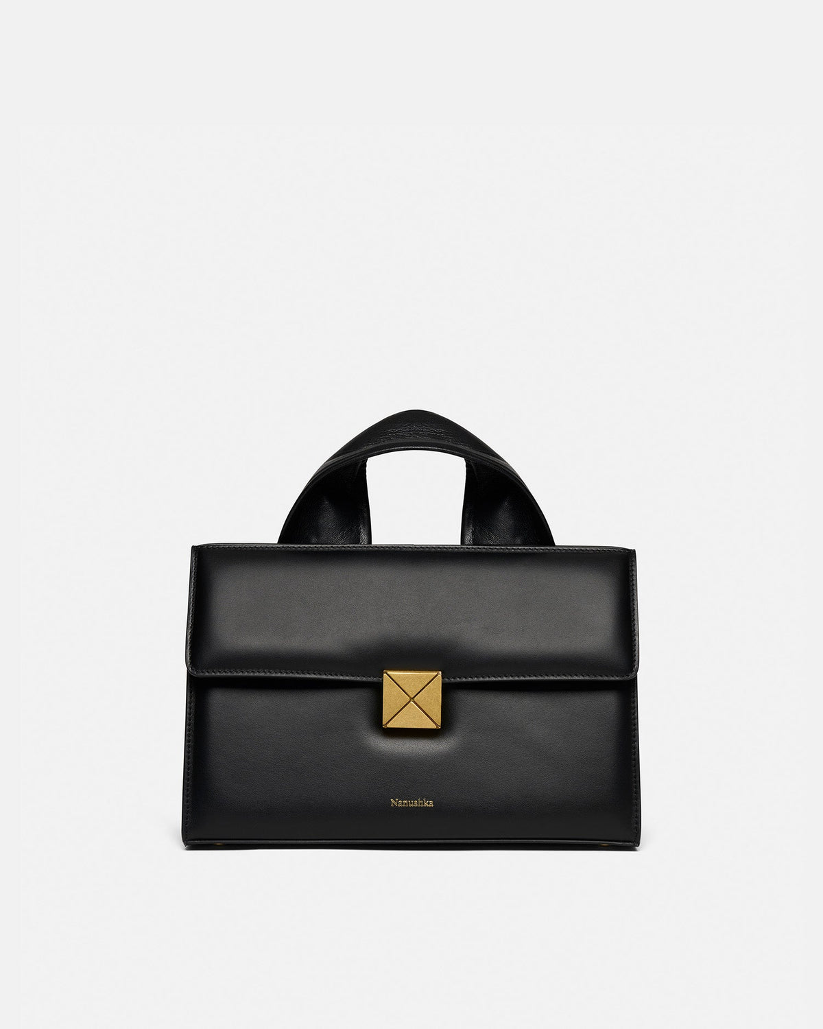 The SANDI Lock Top handle bag - Black | Nanushka