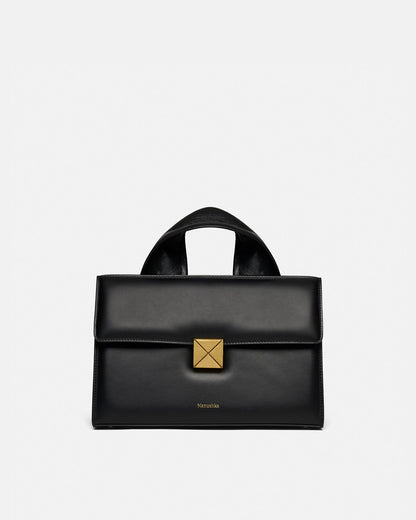 The SANDI Lock Top handle bag - Black | Nanushka