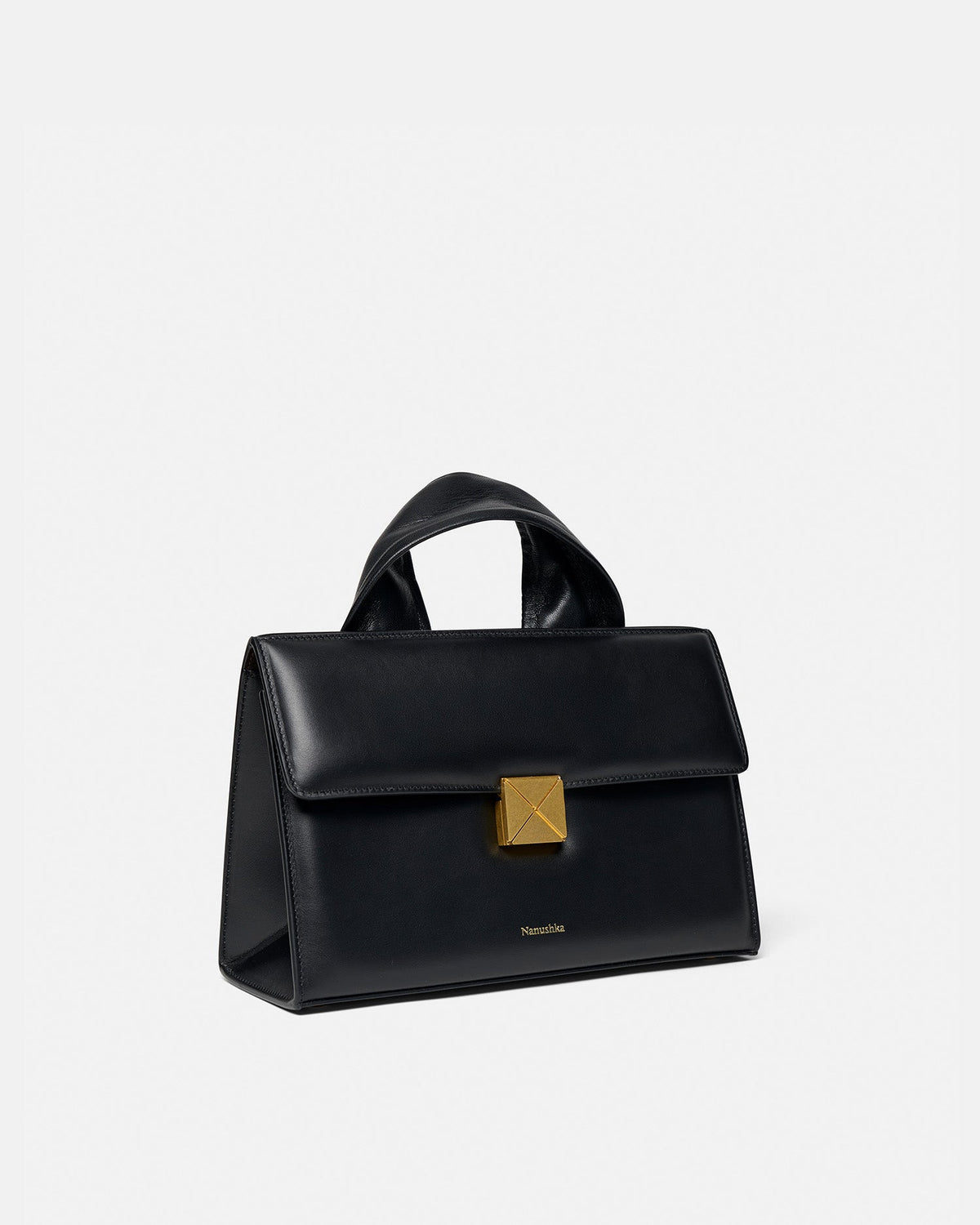 The SANDI Lock Top handle bag - Black | Nanushka