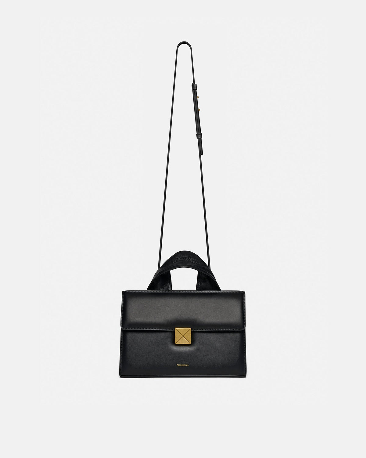 The SANDI Lock Top handle bag - Black | Nanushka
