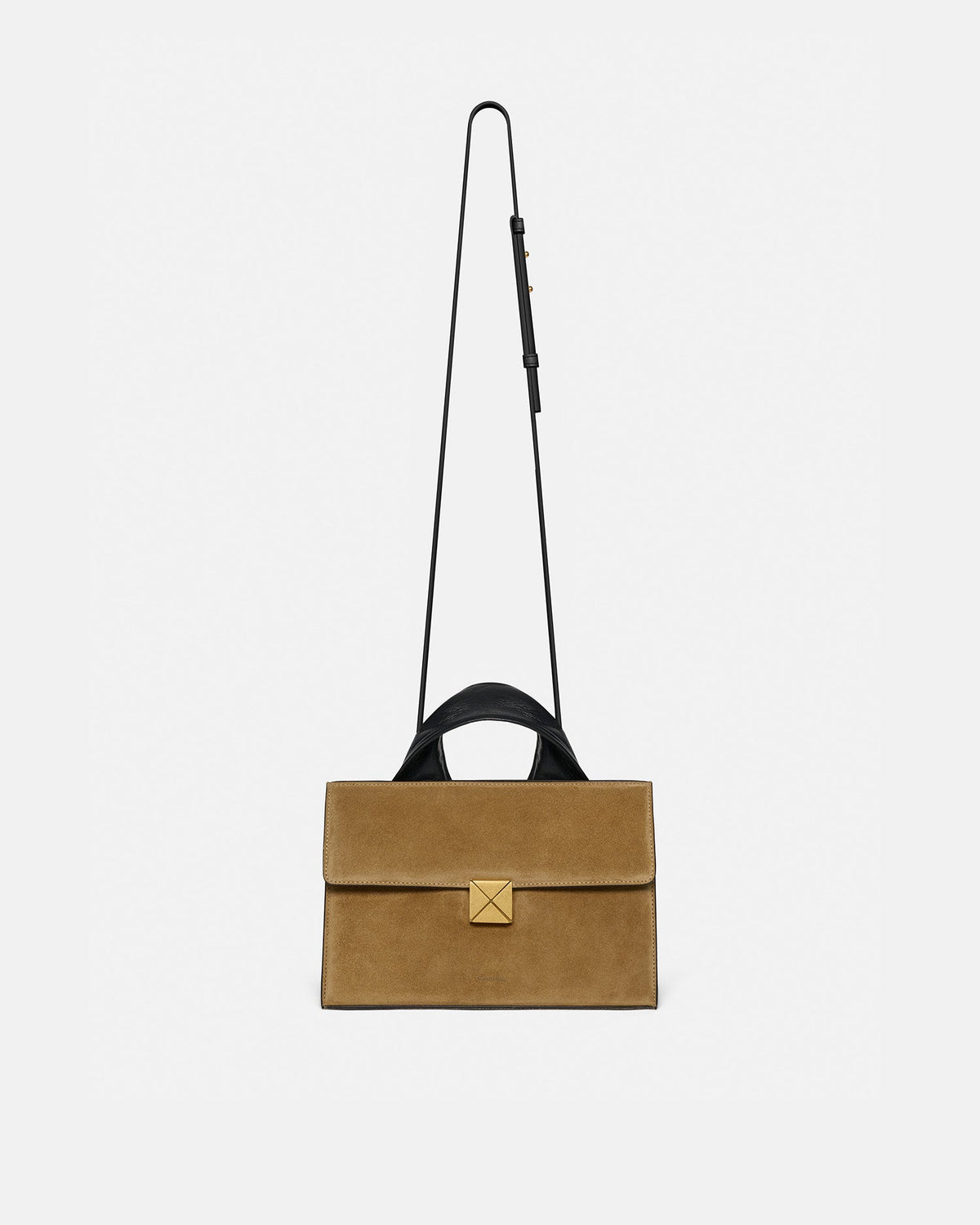 The SANDI Lock Top handle bag - Brown Suede | Nanushka