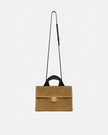 The SANDI Lock Top handle bag - Brown Suede | Nanushka