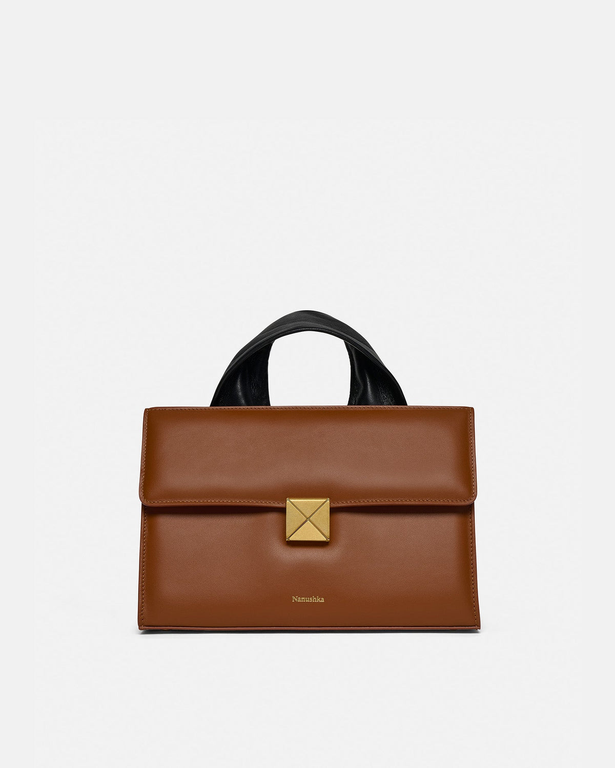 The SANDI Lock Top handle bag - Tan | Nanushka