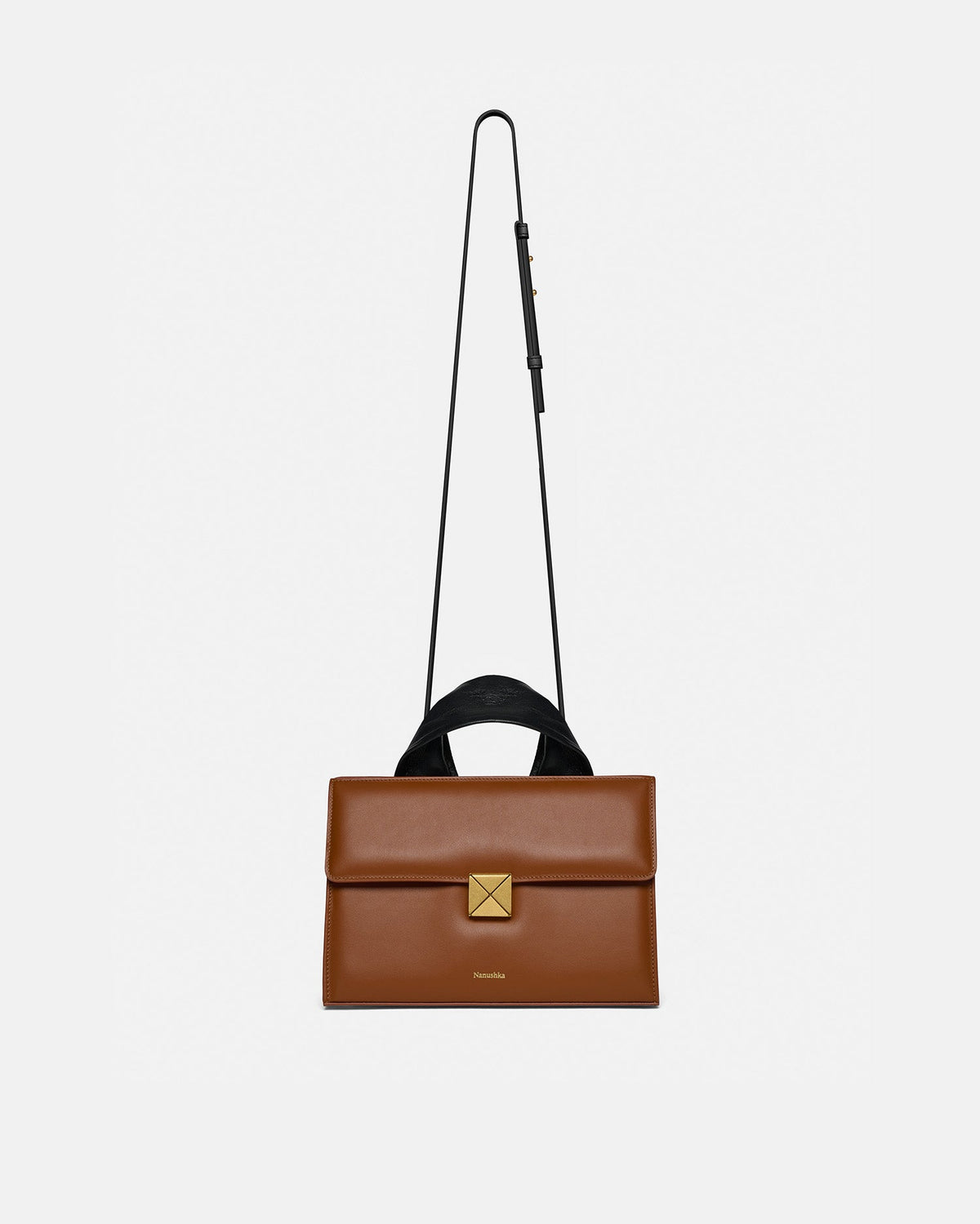 The SANDI Lock Top handle bag - Tan | Nanushka