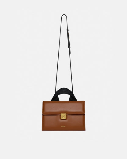 The SANDI Lock Top handle bag - Tan | Nanushka