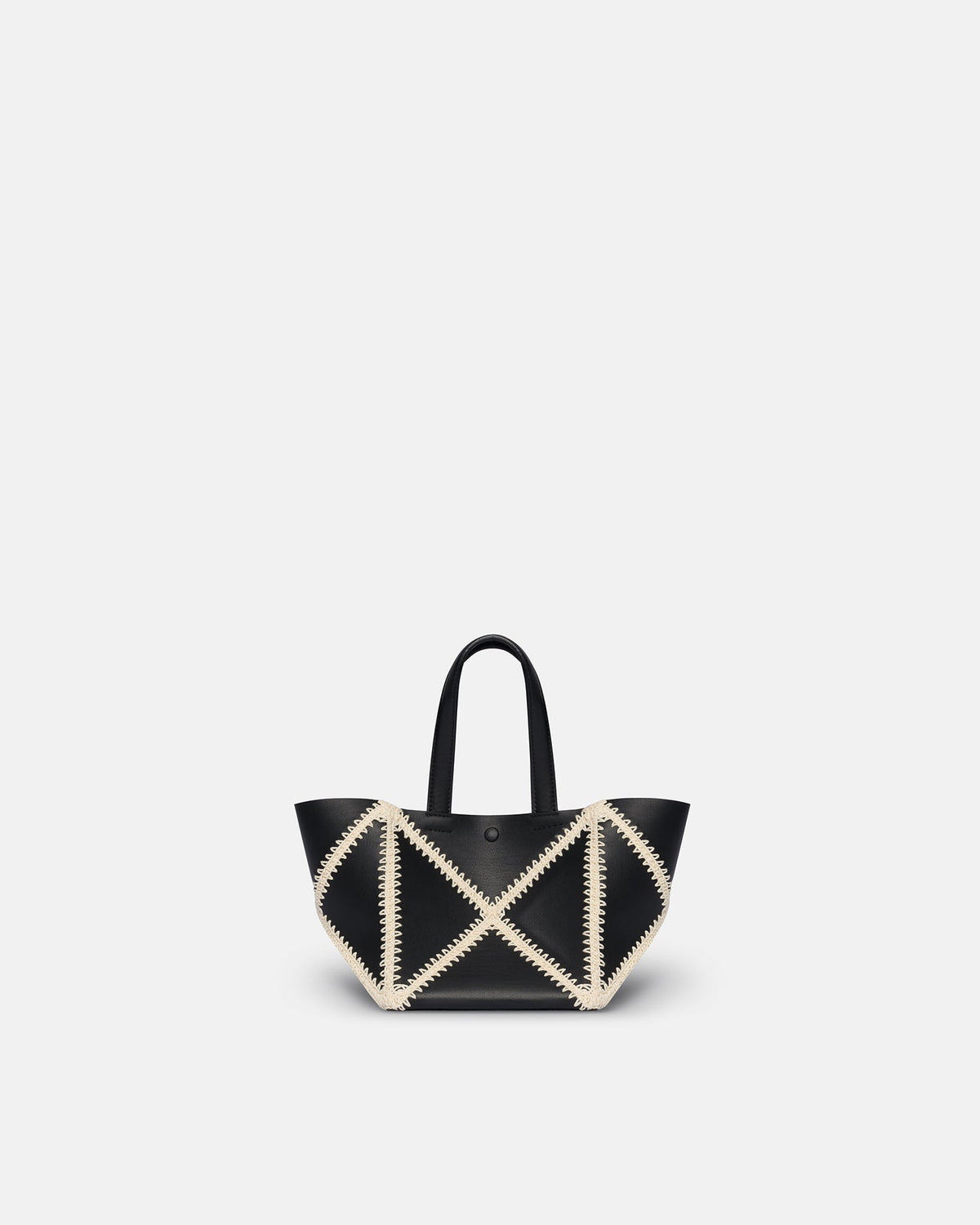 Origami Tote Mini Alt-Nappa crochet tote - Black/Crème | Nanushka