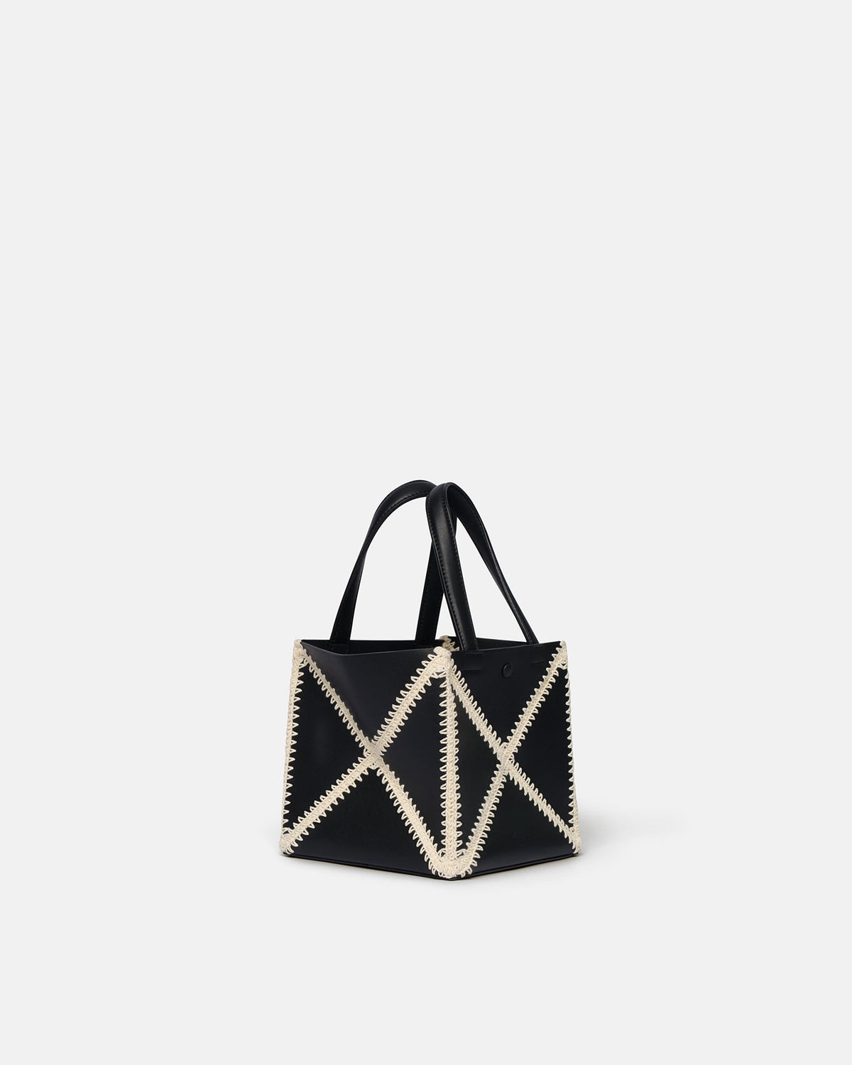 Origami Tote Mini Alt-Nappa crochet tote - Black/Crème | Nanushka