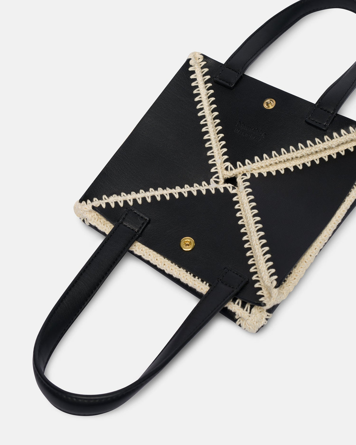 Origami Tote Mini Alt-Nappa crochet tote - Black/Crème | Nanushka