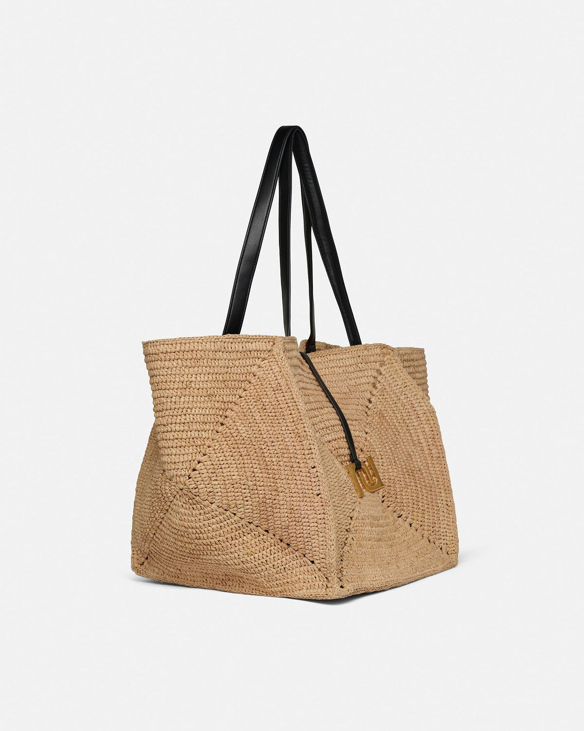 Origami Tote Raffia charm tote - Natural/Black | Nanushka